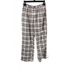 NWT Hollister Brown & White Plaid Ultra High Rise Vintage Baggy Pants Size 9 29w